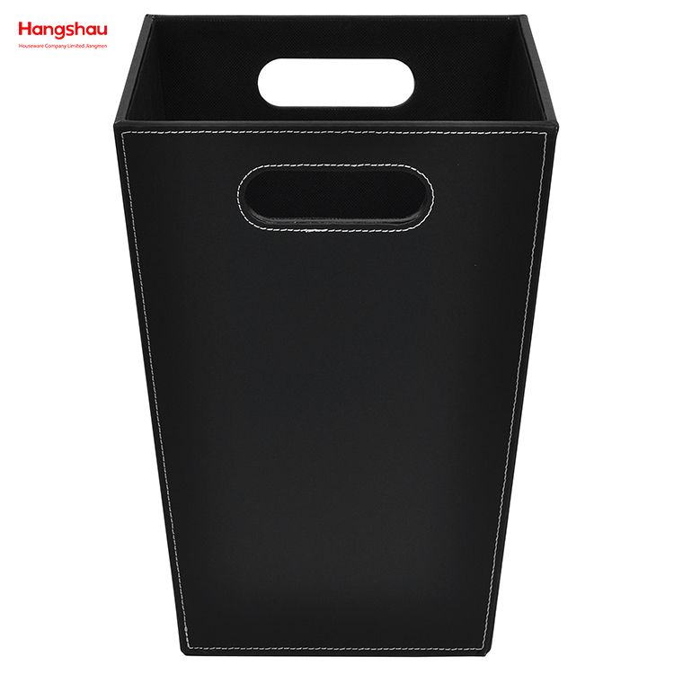 16L Square Open Top Trash Bin with Leather Layer