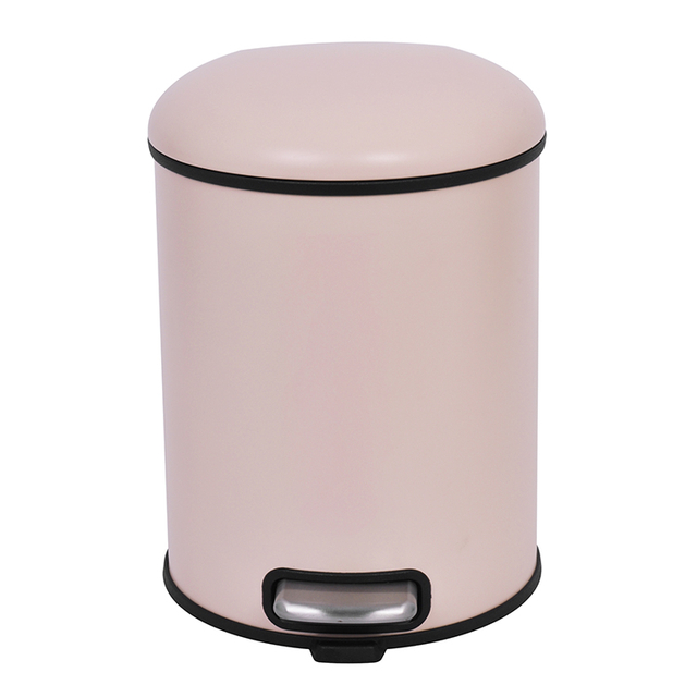 5L Galvanized Steel Round Garbage Trash Bin For Kitchen Waste Office Trash Can Colorful Silent Closing Foot Pedal Dustbin