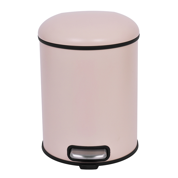 5L Galvanized Steel Round Garbage Trash Bin For Kitchen Waste Office Trash Can Colorful Silent Closing Foot Pedal Dustbin