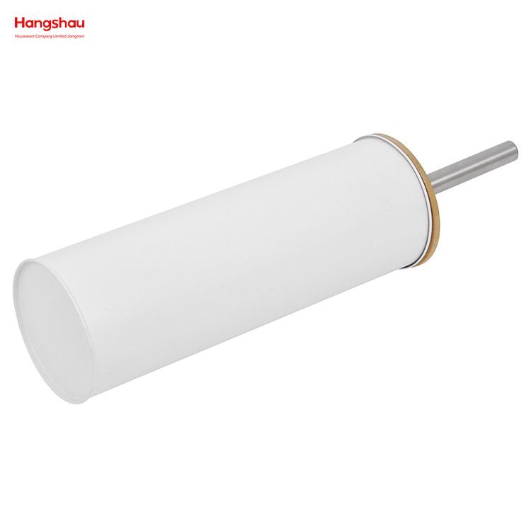 Iron Round Bamboo-Handled Toilet Brush Home Bathroom Toilet Brush
