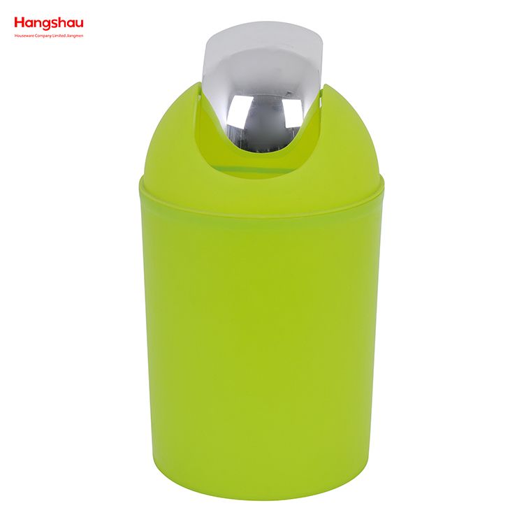 5L Plastic Round Swing-Top Trash Can Household Trash Can Push-Door Trash Can Ball-Top Trash Can