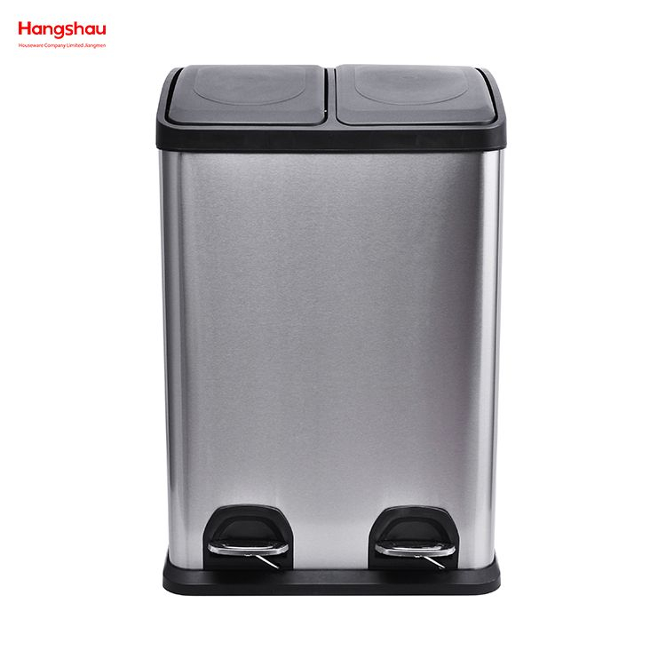40L Kitchen Garbage Classification Waste Cafeteria Sorting Garbage Bins Outdoor Stainless Steel Environment protection Classification Trash Can
