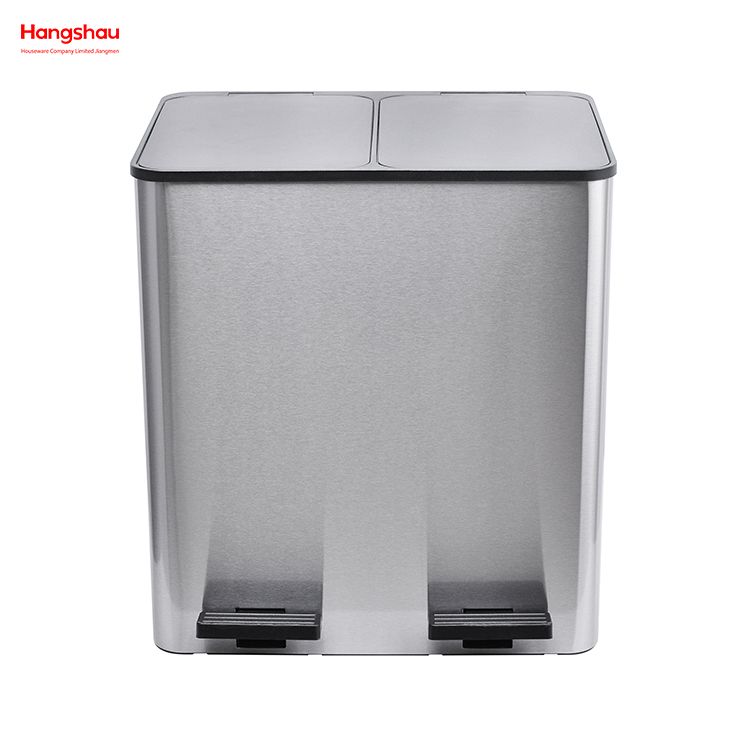 40L Waste Cafeteria Sorting Garbage Bins Outdoor Stainless Steel Environment protection Classification Trash Can Kitchen Garbage Classification