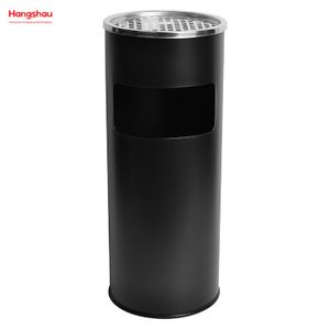 17L Round Ashtray Dustbin Metal With An Ashtray In The Hotel LobbyTrash Can Ashtrays in Public Places Waste Bins Smoking Area Trash Can Stainless Steel