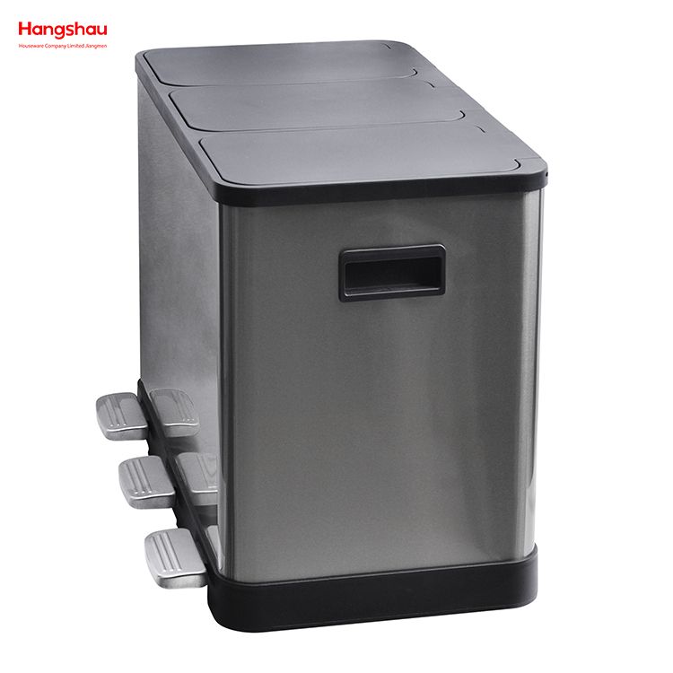 42L Stainless Steel Kitchen Garbage Classification Waste Cafeteria Sorting Garbage Bins Sealing And Odor Prevention Environment protection Classification Trash Can