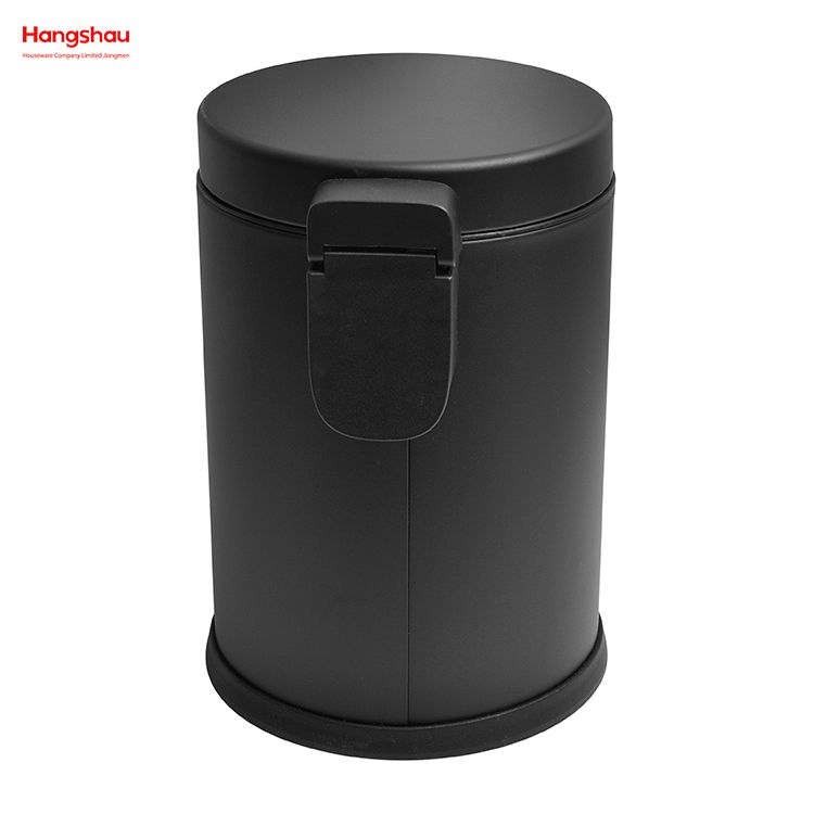 Household Bathroom Stainless Steel Black Lacquer Spraying 3L Pedal Trash Bin With Cover Closing Slowly And Mutely Round Trash Bin Waste Bin Dustbin