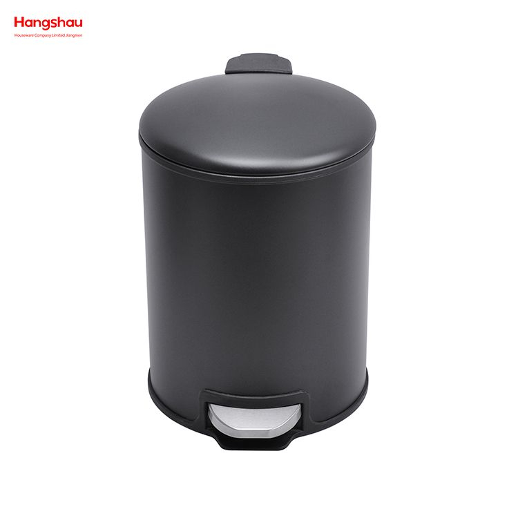5L Stainless Steel Office Round Pedal Bin with Soft Close Devic Bedroom Household Plastic Foot Pedal Dust Bins Bathroom Simple Dustbin Garbage Can 