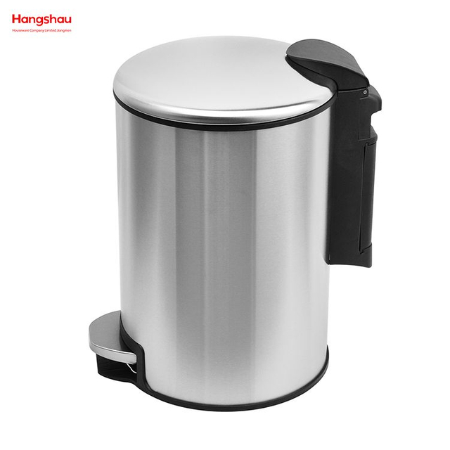 12L Stainless Steel Round Pedal Bin with Soft Close Device Household Bathroom Pedal Pedal Trash Bin with Step Pedal Office And Kitchen Use Waste Bins Dustbin Garbage Can