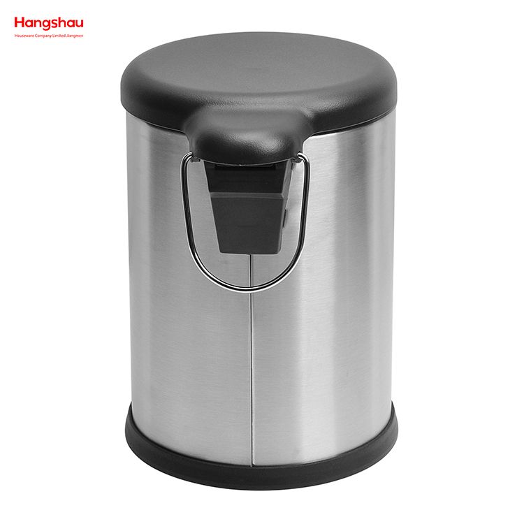 Modern Houseware Products Stainless Steel 410# 3L Pedal Trash Bin With Plastic Cover Closing Slowly And Mutely Round Trash Bin Waste Bin Dustbin
