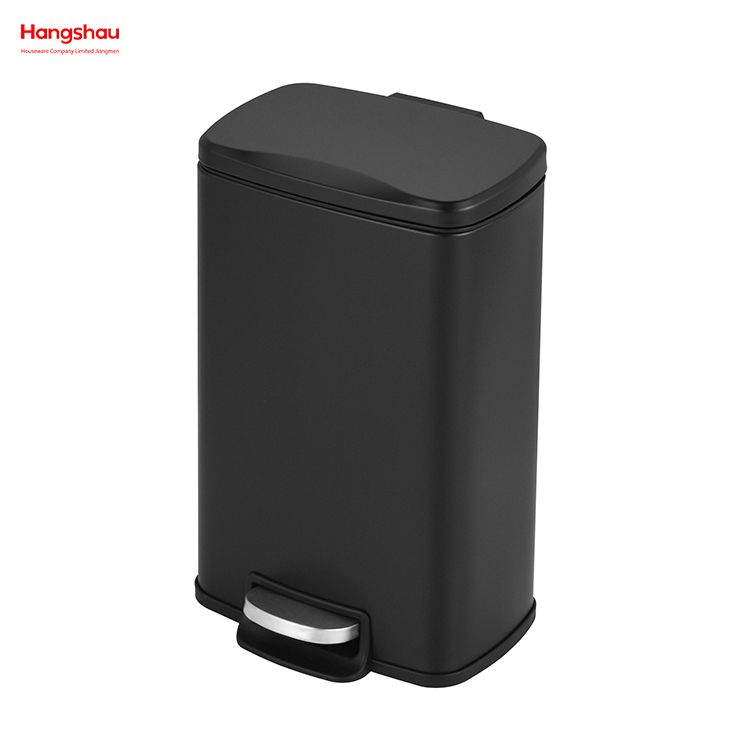 30L Stainless Steel Garbage Trash Bin For Kitchen Office Trash Can Custom Colorful Rectangular Silent Closing Foot Pedal 