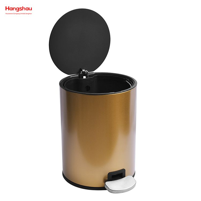 7L Bathroom Pedal Bin Stainless Steel Foot Pedal Waste Bin with Operated Round Shaped Indoor Kitchen Food Trash Can