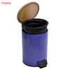 5L Bathroom Trash Can Metal Morden Style Dustbin Garbage Can Bamboo Lid Powder Coating Household Pedal Waste Bin Bamboo Dust Bins For Indoor Trash Can 