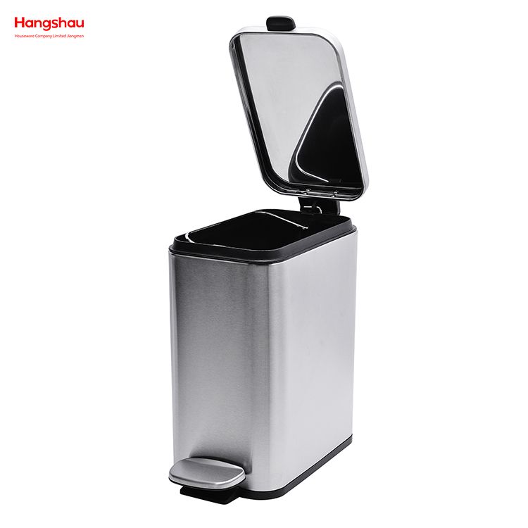 5L Hotel Dust Bin Stainless Steel Foot Pedal Dustbin With Rubbish Bin Garbage For Kitchen Hotel Office Trash Can