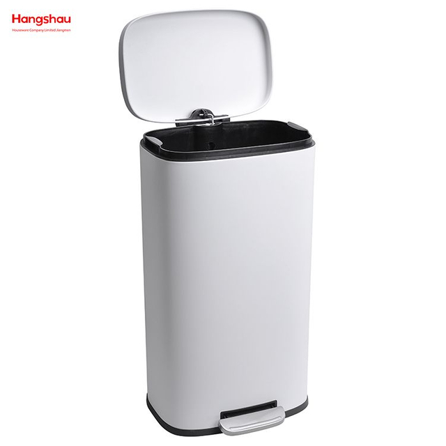 30L Hotels Cafeteria Custom Colorful Rectangular Silent Closing Foot Pedal Dustbin Lobby Stainless Steel Garbage Trash Bin For Kitchen waste Office Trash Can