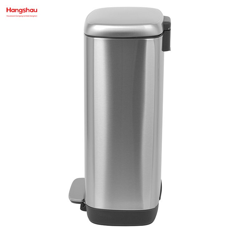 30l Trash Bin Stainless Steel Slim Lid Kitchen Trash Bin Soft Close Pedal Bin For Kitchen
