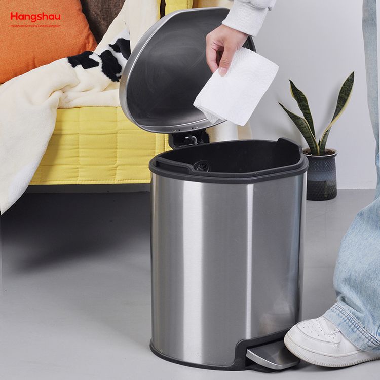 12l Bathroom Stainless Steel Trash Can with Foot Pedal Special Shaped Garbage Bin
