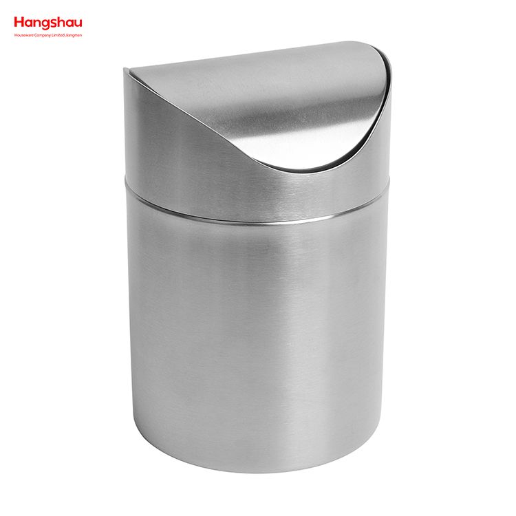3.5L stainless steel round push bin Swing Lid Waste Bin Hotel Room Metal Trash Bin Waste Bin Dustbin Steel Recycle Bin Metal Trash Can With Cover Lid