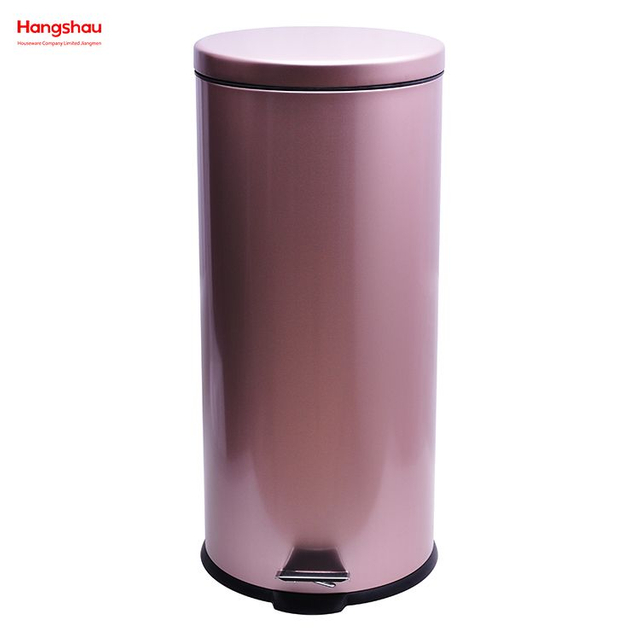 30L Metal Morden Style Dustbin Garbage Can Lid Powder Coating For Indoor Trash Can Household Stripe Pedal Waste Bin DustBin Bathroom Trash Can 