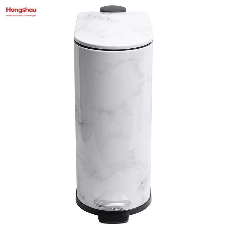 10L Household Stripe Printing Pedal Waste Bin DustBin Bathroom Trash Can Metal Morden Style Dustbin Garbage Can Lid Powder Coating For Indoor Trash Can
