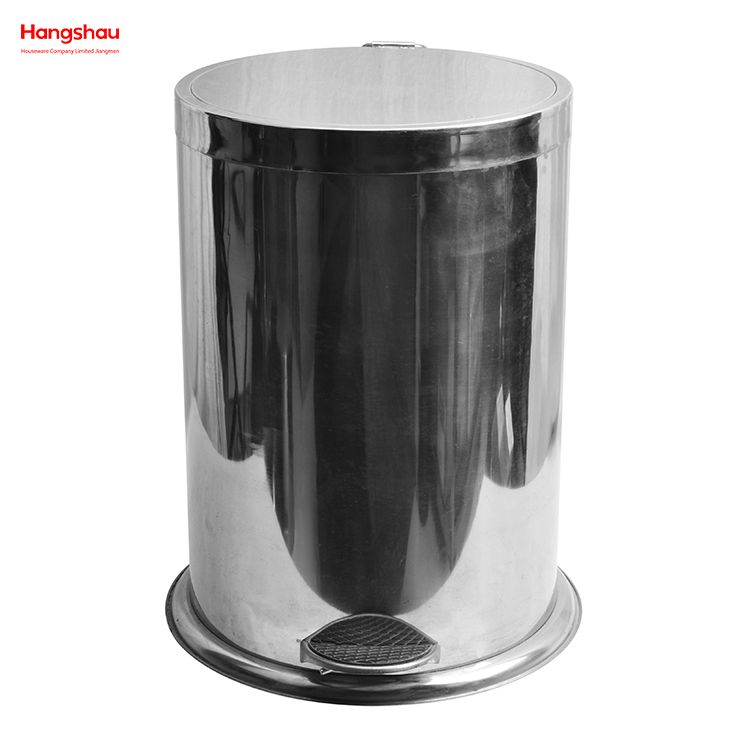 12L Bathroom Round Stainless Steel Polish Trash Can With Foot Pedal Trash Bin Household Kitchen Mirror Polishing Shape Soft Closing Waste Bin Dustbin Garbage Can 