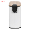 Metal Rectangle Bamboo Trash Can With Lid Wastebasket Made Of Bamboo Outdoor Garbage Can Waste Bin For Home Office Bathroom Kitchen
