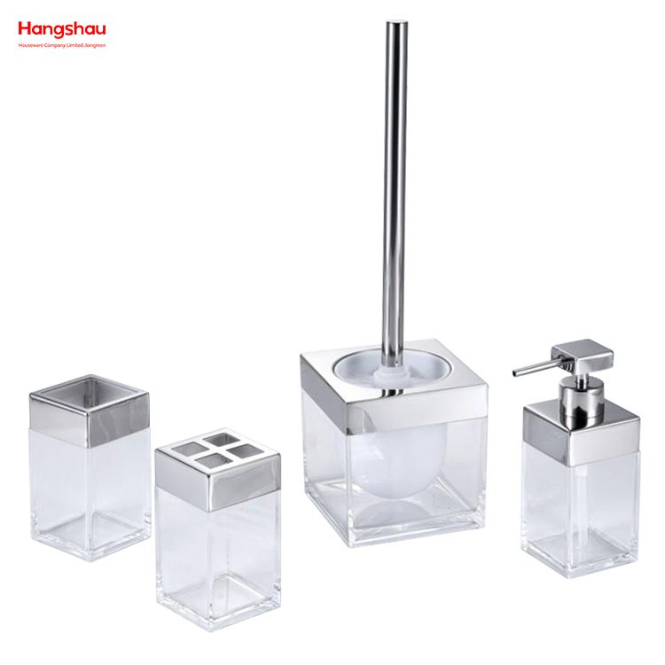 Bathroom Polishing Accessories Luxury Set Transparent Plastic Luxury Family Soap Dispenser Toothbrush Holder Tumbler Soap Dish PP 