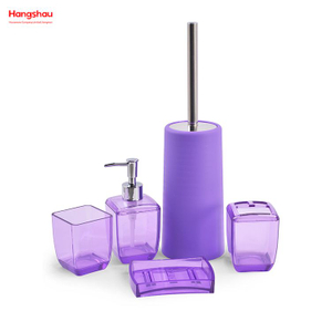 Plastic Bathroom Accessories Luxury Set Transparent Luxury Family Soap Dispenser Toothbrush Holder Tumbler Soap Dish