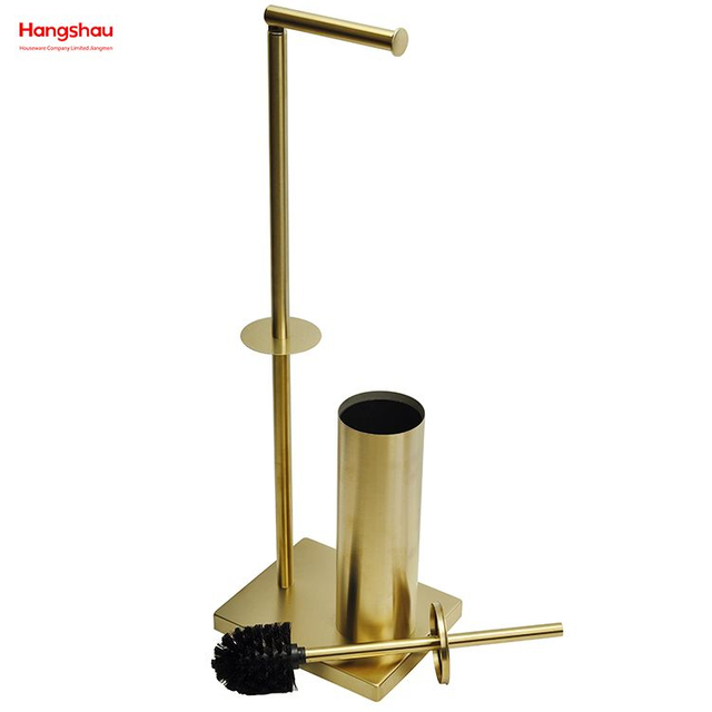 Aureate Brushed And Anti-fingerprint Lacquer Spraying Metal Toilet Brush Holder Lacquer Spraying Free Standing Stainless Steel Toilet Brush And Paper Holder Standing 