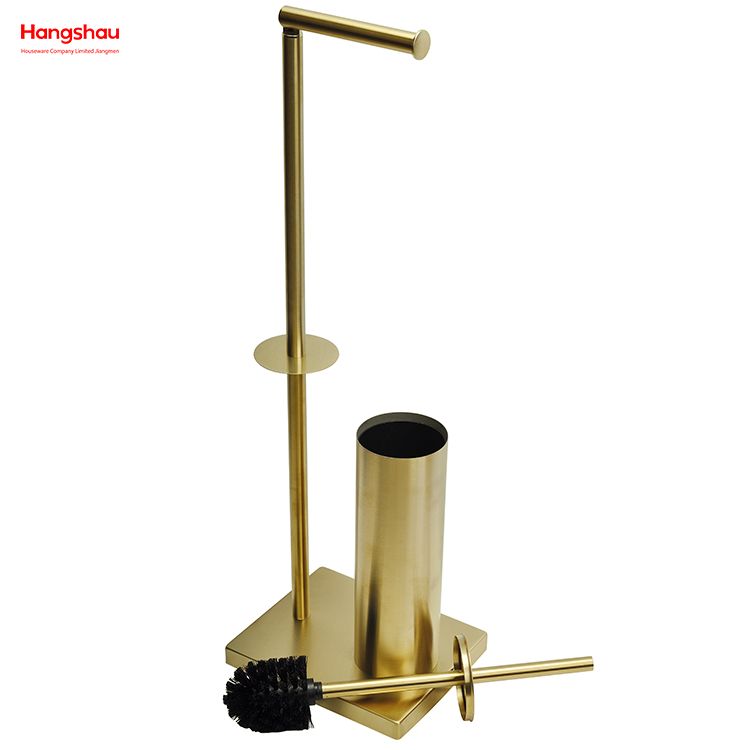 Aureate Brushed And Anti-fingerprint Lacquer Spraying Metal Toilet Brush Holder Lacquer Spraying Free Standing Stainless Steel Toilet Brush And Paper Holder Standing 