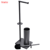 Graphite Lacquer Spraying Free Standing Stainless Steel Toilet Brush And Paper Holder Standing Grey Brushed And Anti-fingerprint Lacquer Spraying Metal Toilet Brush Holder 