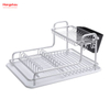 Kitchen Double Deck Aluminum Stand Dish Rack Cup Holder Alloy Dish Rack over Sink Organizer Metal Drying Dish Tray Rack