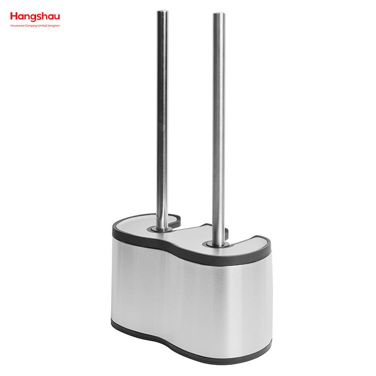 Economical Toilet Brush And Plunger Set Combo Stainless Steel Matte Bathroom Toilet Standing Metal Toilet Brush with Holder Plastic Brush Cleaning Set