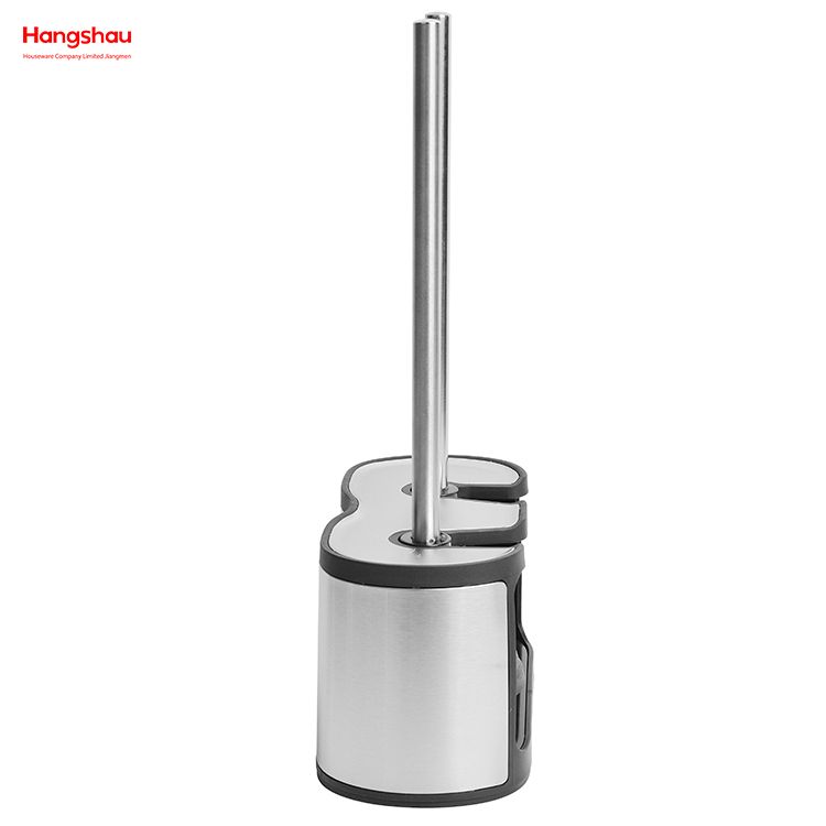 Economical Toilet Brush And Plunger Set Combo Stainless Steel Matte Bathroom Toilet Standing Metal Toilet Brush with Holder Plastic Brush Cleaning Set