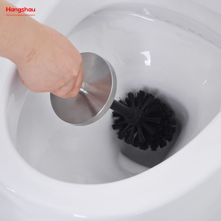 Metal Standing Toilet Brush with Holder Plastic Brush Cleaning Set Stainless Steel Matte Bathroom Toilet 