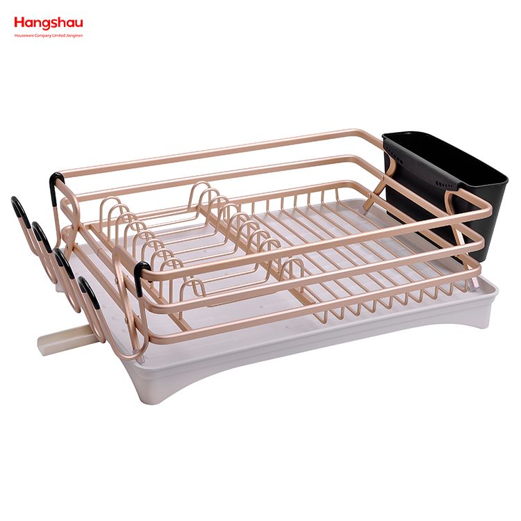 Aluminum Alloy Dish Rack over Sink Organizer Kitchen Stand Dish Rack Countertop Dish Rack Cup Holder Metal Drying Plastic Dish Tray Rack 