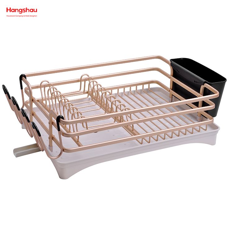 Kitchen Stand Dish Rack Countertop Dish Rack Cup Holder Aluminum Alloy Dish Rack over Sink Organizer Metal Drying Plastic Dish Tray Rack 