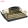 Black Golden Aluminum Alloy Dish Rack over Sink Organizer Metal Drying Plastic Dish Tray Rack Kitchen Stand Dish Rack Countertop Dish Rack Cup Holder 