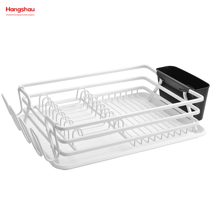 White Plastic Dish Tray Rack Kitchen Stand Dish Rack Countertop Dish Rack Cup Holder Aluminum Alloy Dish Rack over Sink Organizer Metal Drying 