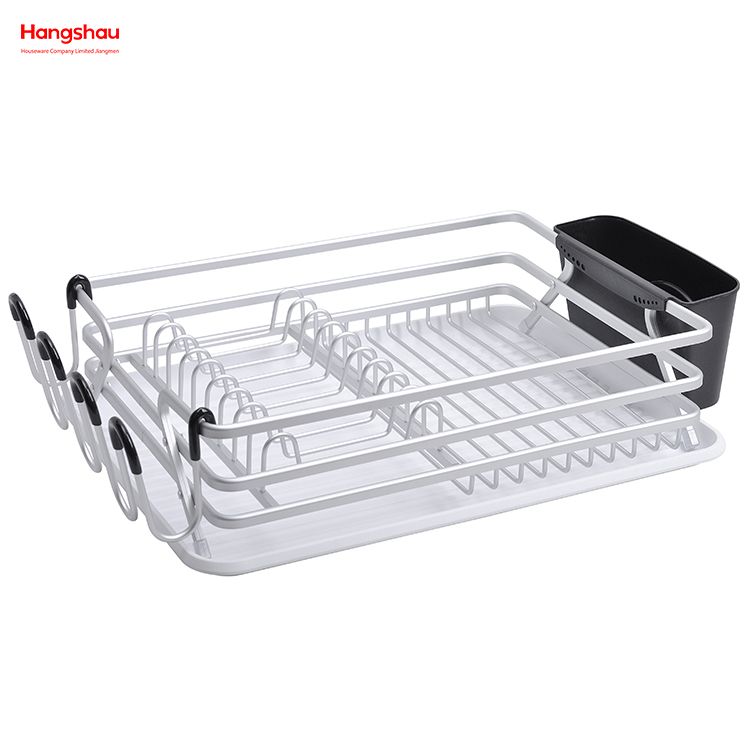 Kitchen Dish Rack Cup Holder Aluminum Alloy Dish Rack Metal Drying Plastic Dish Tray Rack over Sink Organizer Stand Dish Rack Countertop 