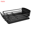Black Powder Coated Aluminum Alloy Dish Rack over Sink Organizer Metal Drying Plastic Dish Tray Rack Kitchen Stand Dish Rack Countertop Dish Rack Cup Holder 