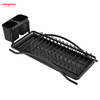 Black Powder Coated Aluminum Alloy Dish Rack Plastic Dish Tray Rack Kitchen Stand Dish Rack Countertop Dish Rack Cup Holder 