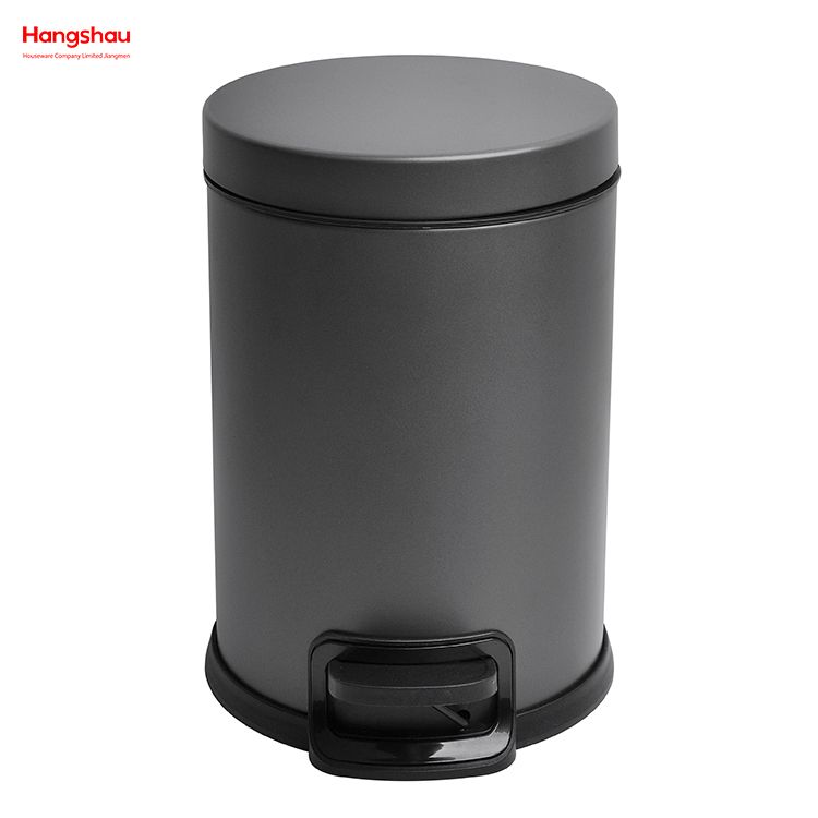 Brushed And Graphite Grey Lacquer Spraying Household Bathroom Stainless Steel 3L Pedal Trash Bin With Cover Closing Slowly And Mutely Round Trash Bin Waste Bin Dustbin