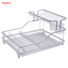 Double Deck Stand Dish Rack Kitchen Utensils Storage Aluminum Alloy Metal Drying Dish Tray Rack Organizer