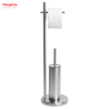 Matte Metal Free Standing Stainless Steel Toilet Brush And Paper Holder Standing Metal Toilet Brush Holder Lacquer Spraying 