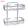 2 Layer Aluminium Bathroom Corner Rack With Metal Shower Caddy Bath Storage Rack Wall Shelf Mounted 