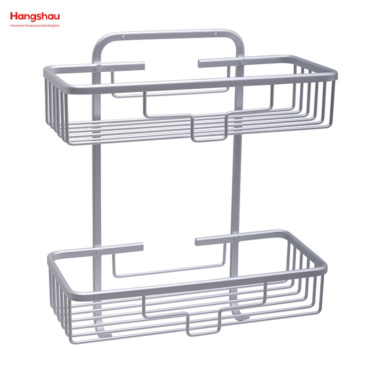 2 Layer Aluminium Bathroom Corner Rack With Metal Shower Caddy Bath Storage Rack Wall Shelf Mounted 