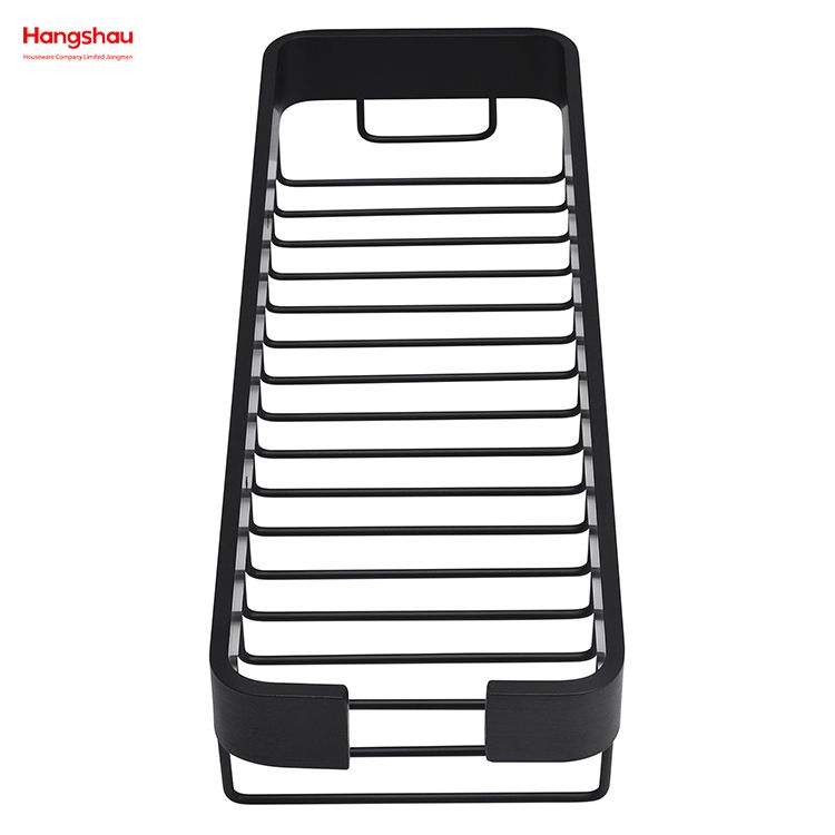 Black Rectangular Shape Aluminium Bathroom Corner Rack With Metal Shower Caddy Bath Storage Rack Wall Shelf Wall Mounted Bracket