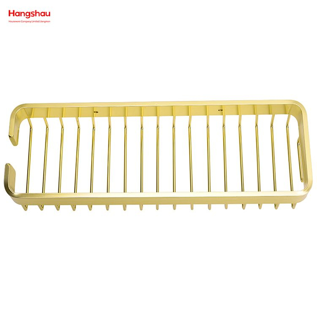 Gold Rectangular Shape Aluminium Bathroom Corner Rack With Metal Shower Caddy Bath Storage Rack Wall Shelf Wall Mounted Bracket