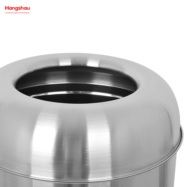 50L Stainless Steel Pop Up Open Top Waste Trash Bin Round Open Top Trash Bin(with Inner Bucket) Hotel Square Outdoor Garden Waste Bin Trash Can 