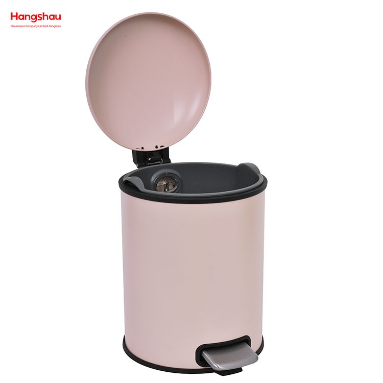 5L Galvanized Steel Round Garbage Trash Bin For Kitchen Waste Office Trash Can Colorful Silent Closing Foot Pedal Dustbin